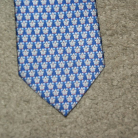 Salvatore Ferragamo Blue Penguin Pattern Silk Tie - Picture 2 of 6